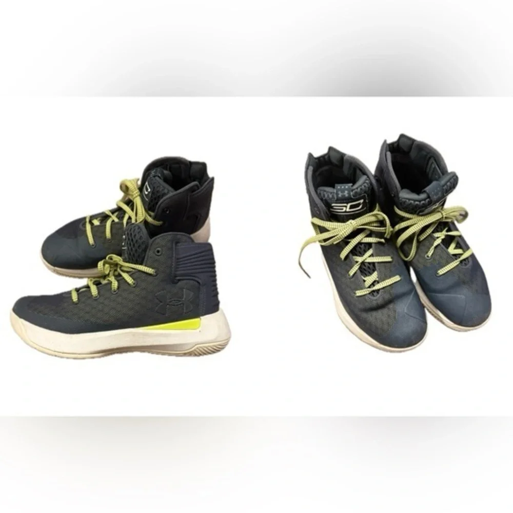 ❤️Under Armour Stephen Curry SC High-Top Basketball Shoes Navy Lime Sneakers